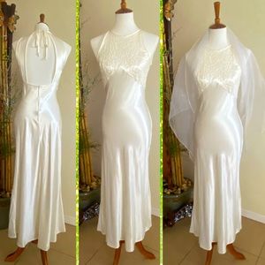 Long White Dress Satin and Open Back
